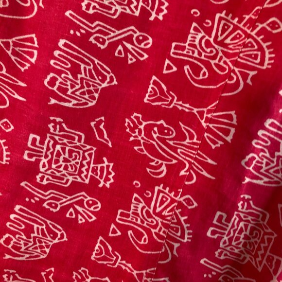 Womens Units Tribal Linen Button Shirt Jacket Red White M Linen - Picture 7 of 9